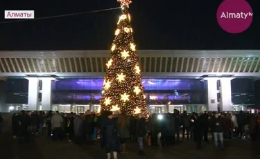 Алматының 8 ауданында жаңа жылдық шыршалар бір мезгілде жағылды