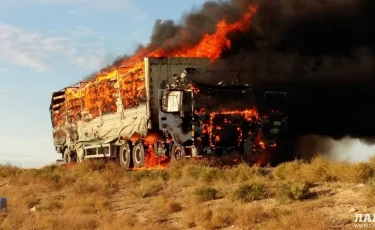 Қызылордада Ресейге бет алған жүк көлігі өртеніп кетті  